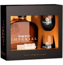 Ром Ron Barcelo, "Imperial", gift box with 2 glasses, 0.7 л