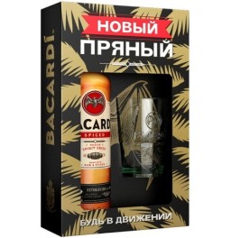 Ром "Bacardi" Spiced, gift box with glass, 0.7 л