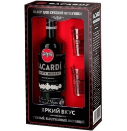 Ром "Bacardi" Carta Negra, gift box with 2 shots, 0.7 л