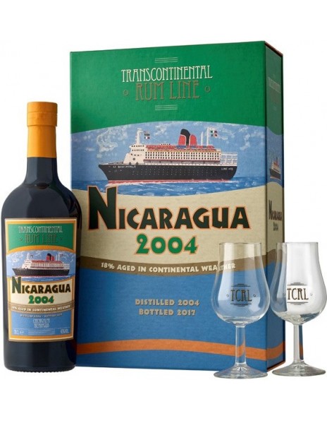 Ром "Transcontinental Rum Line" Nicaragua, 2004, gift box with 2 glasses, 0.7 л
