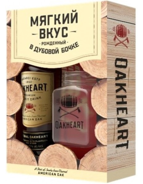 Ром Bacardi "OakHeart", gift box with cup, 1 л