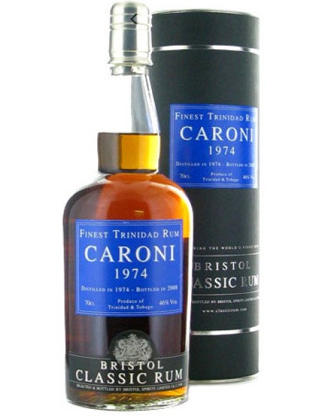 Ром Bristol Classic Rum, "Caroni" Finest Trinidad Rum, 1974, gift tube, 0.7 л