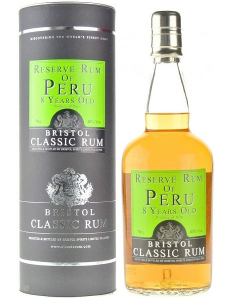Ром Bristol Classic Rum, Reserve Rum of Peru, 8 Years Old, in tube, 0.7 л