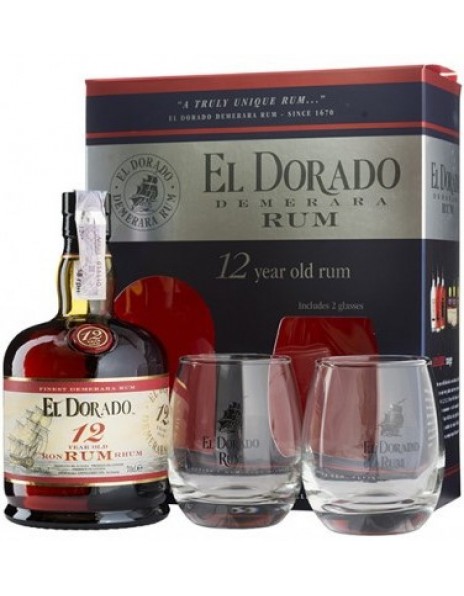 Ром "El Dorado" 12 Years Old with 2 glasses, gift box, 0.7 л