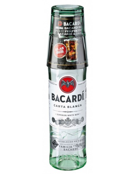 Ром "Bacardi" Carta Blanca, with plastic glass, 0.7 л